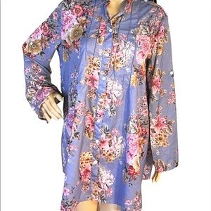 Beautiful Blue and Pink button down Top